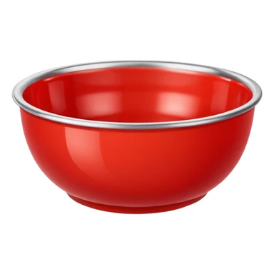 A bright red plastic household bowl. Smooth glossy surface, soft studio lighting, subtle shadow underneath. Product-style photography, crisp focus, minimalistic composition. sticker