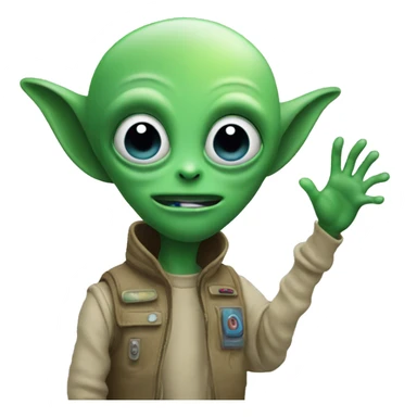 Alien saying hi sticker