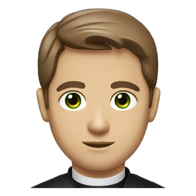 Head and shoulders of a catholic priest with brown hair and green eyes sticker