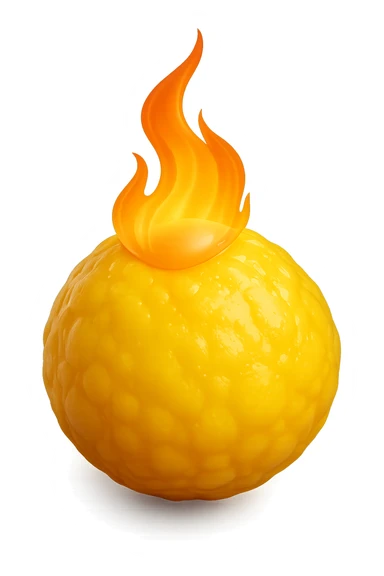 cellula di grasso (adipocita) gialla con fiamma 3d sticker