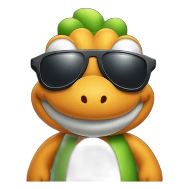 yoshi from super mario with sunglasses sticker