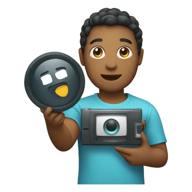 AI holding a video icon sticker