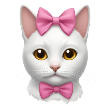 a white cat with a pink bow sticker