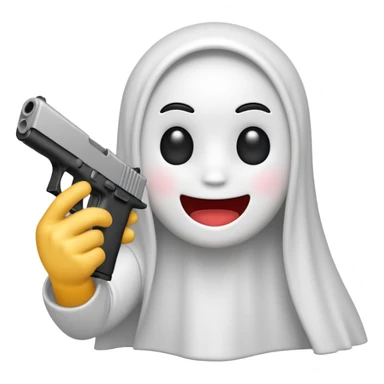 Emoji de Fantasma con glock en la mano sticker