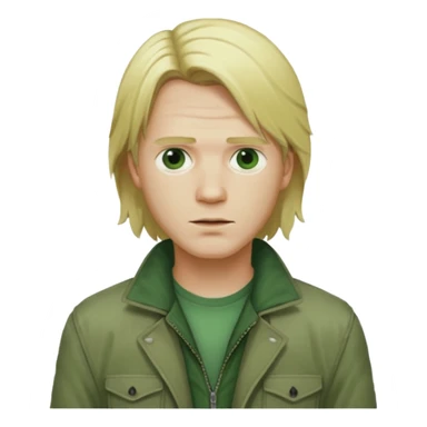 james silent hill a man with blonde long  hair and green jacket sticker