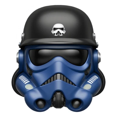 a blueberry wearing a black star wars death trooper helmet sticker