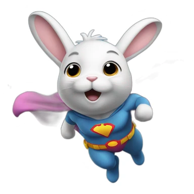 A superhero bunny flying thought the sky sticker