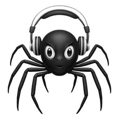 A black spider with white headphones sticker