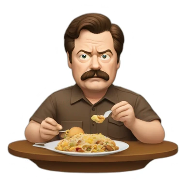 Ron Swanson eating sticker