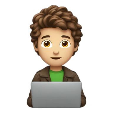 brown hair guy with laptop sticker