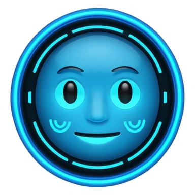 Neon cyberpunk emoji face, blue glow. Text: CERTIFIED TIME-WASTER.

 sticker