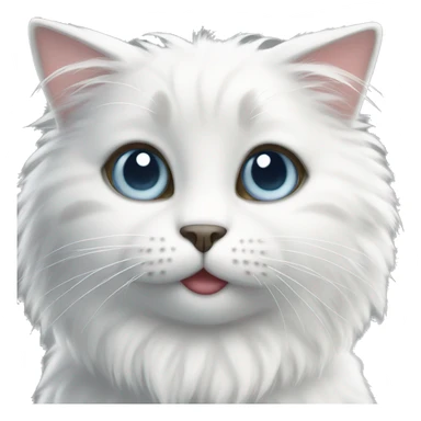 Fluffy white cat with gray spots  sticker