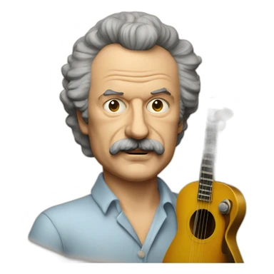 george brassens avec pipe et guitare sticker