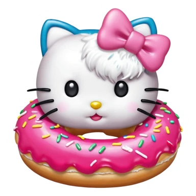 hello kitty taking a bite of a donut sticker