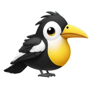 Black and white bird with double yellow beak sticker
