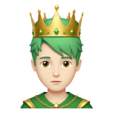 royal prince with green hair with crown sticker