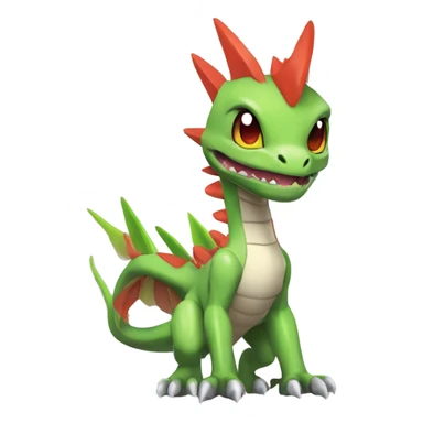 Colorful Edgy Chibi-Greymon-Flygon-Velociraptor-Pokémon sticker