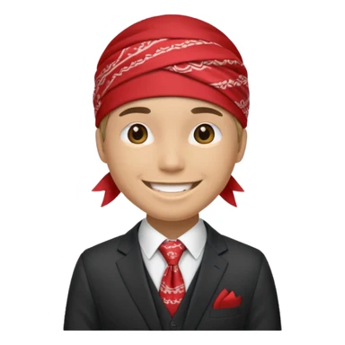 Character wearing a bandana and a suit sticker