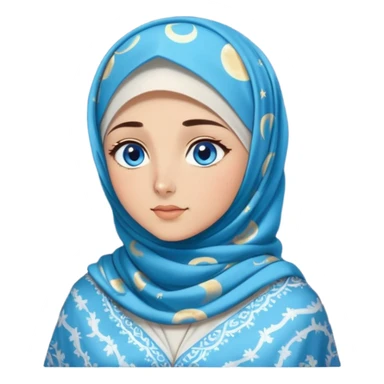 Turkish beautiful finish Konya girl blue eyes with full moon patterned hijab dress and watching the moonlight sky on the ground  sticker
