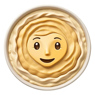 Cinematic Realistic Hummus Dish Emoji, depicted as a creamy chickpea dip drizzled with olive oil rendered with rich textures and warm, inviting lighting. sticker
