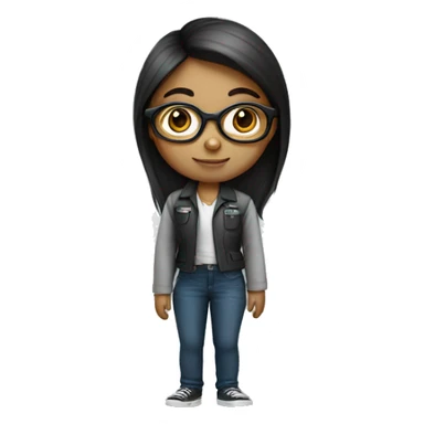 Girls who works as an ai engineer, big eyes, wear glasses, fair and long hairs sticker