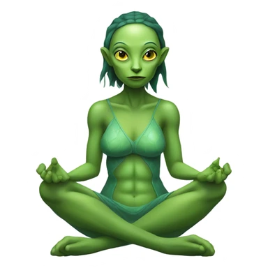 a Reptilian alien woman,in meditation sticker