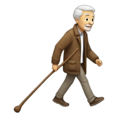 Old man walking with stick sticker