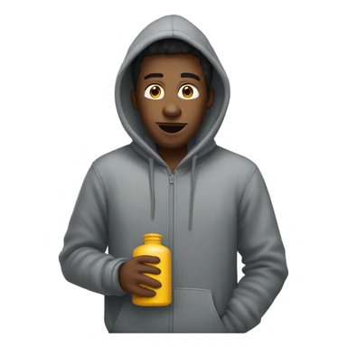 Guy wearing a hoodie with a can of oxygen in his mouth sticker