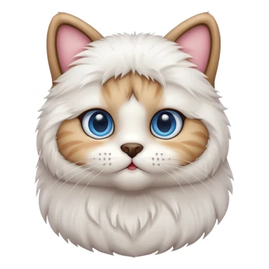 Teddy bear cat with white fur and blue eyes iOS style sticker