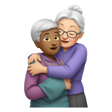 Grandma huggings with a girl sticker