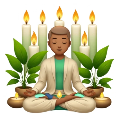A serene self-care scene with a person meditating, surrounded by candles and plants sticker