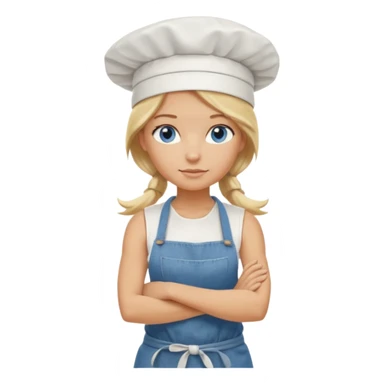 Sexy Full body 
Long Blonde hair blue eyed female chef arms folded wearing tank top and denim shorts and chef hat arms folded sticker