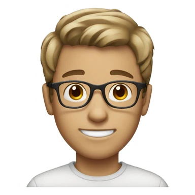 A white, brown-haired boy with glasses sticker