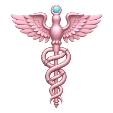 Caduceus symbol, soft pastel pink, iOS emoji style, variation 1 sticker
