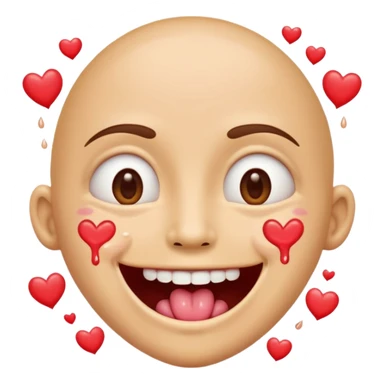 quelqu'un tres content avec des coeur a la place des yeux et de la salive qui coule de sa bouche sticker