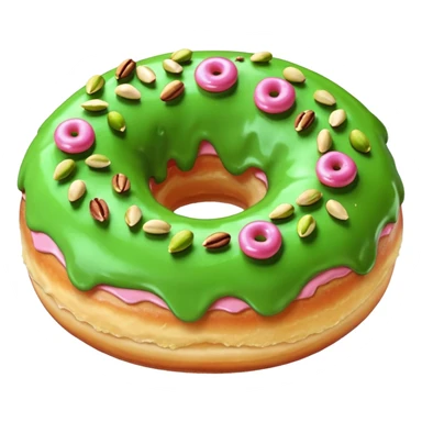 Donut with green and pink frosting & crushed pistachios sticker