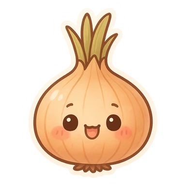 chibi sticker-style onion, cute and exaggerated sticker
