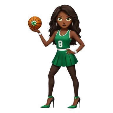 Bald white man with blue eyes, an orange beard, a Jason Tatum jersey, jeans and green/white Nike sneakers. 

48-year-old dark skin black woman with brown eyes, long dark brown hair dressed in sexy Boston celtics outfit & wearing stilettos. sticker