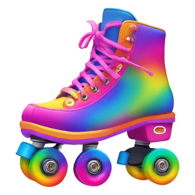 Lisa frank roller skate with rainbow laces and neon wheels sticker