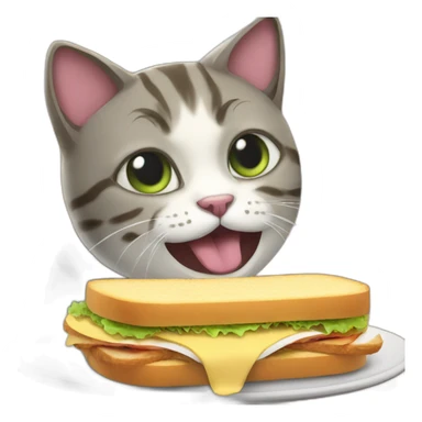 cat eating sandwich sticker