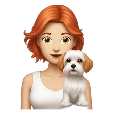 Red-haired girl with Maltese dog sticker