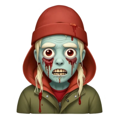 Local alaskan who has turned it zombies in the style of the walking dead, with rotting flesh and dripping blood but distinctively Alaskan. In the style of your bleeding skull art but Alaskan zombie. sticker