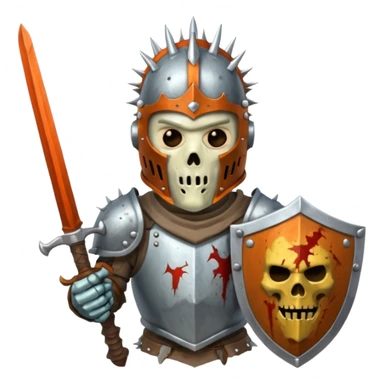 zombie Knight with silver spiky helmet holding sword and shield sticker