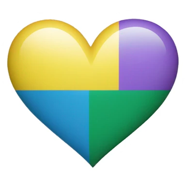 Blue, green, white, Purple, Yellow coloured (in equal proportion) heart in one sticker