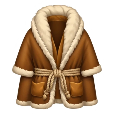 A fur wrap made from thick animal hide tied with simple rope.








 sticker