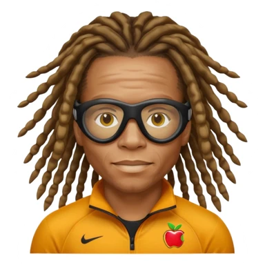 Edgar Davids with signature dreadlocks and sports goggles, apple style emoji sticker