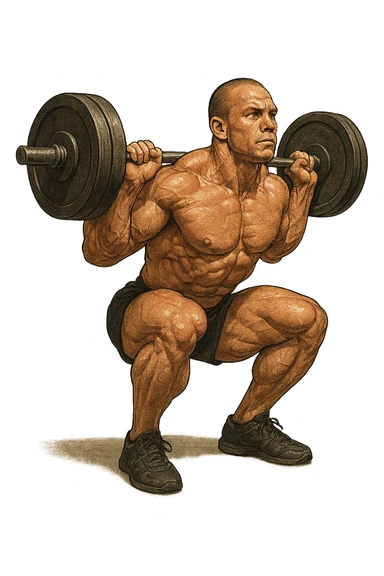 bodybuilder fa squat con bilanciere  sticker