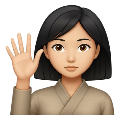 Asian woman with black bobbed hair who draws X-shape with her hand sticker