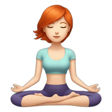 Redhead girl meditating on yoga mat sticker