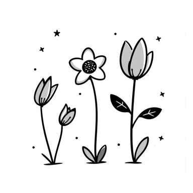 space flowers with whimsical and hand drawn style sticker